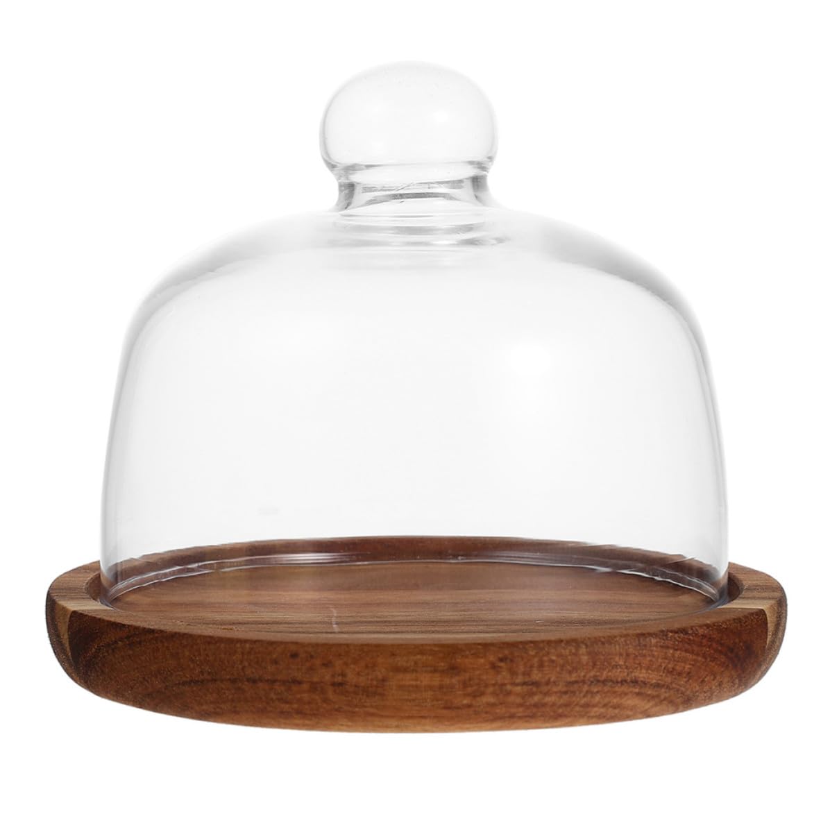 Présentoir à desserts en bois d'acacia cloche en verre et plateau à gâteaux isotherme amovible