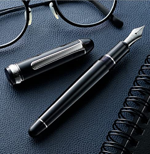 platinum fountain pen 3776 century rhodium finish black diamond soft fine point pnb-18000cr7-sf with kanji love sticker