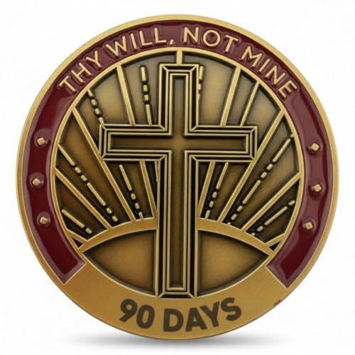 90 Day Cross Sobriety Coin - Serenity Prayer - AA Token...