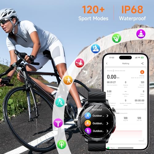 2026 New Smart Watch for Men with Blood Pressure & ECG, 1.43"AMOLED Fitness Tracker with Bluetooth Calls/SOS Help, 24/7 Heart Rate/SpO2/Sleep Monitor, 120 Sports Modes, IP68 Waterproof for Android iOS - Image 6