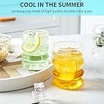 Ripple Glass Cups Set of 2-10 oz Bubble Drinking Glasses, Cute Ribbed Glassware for Iced Coffee, Matcha, Tea, Water, Juice & Cocktails - Heat Resistant Borosilicate Glass Tumbler