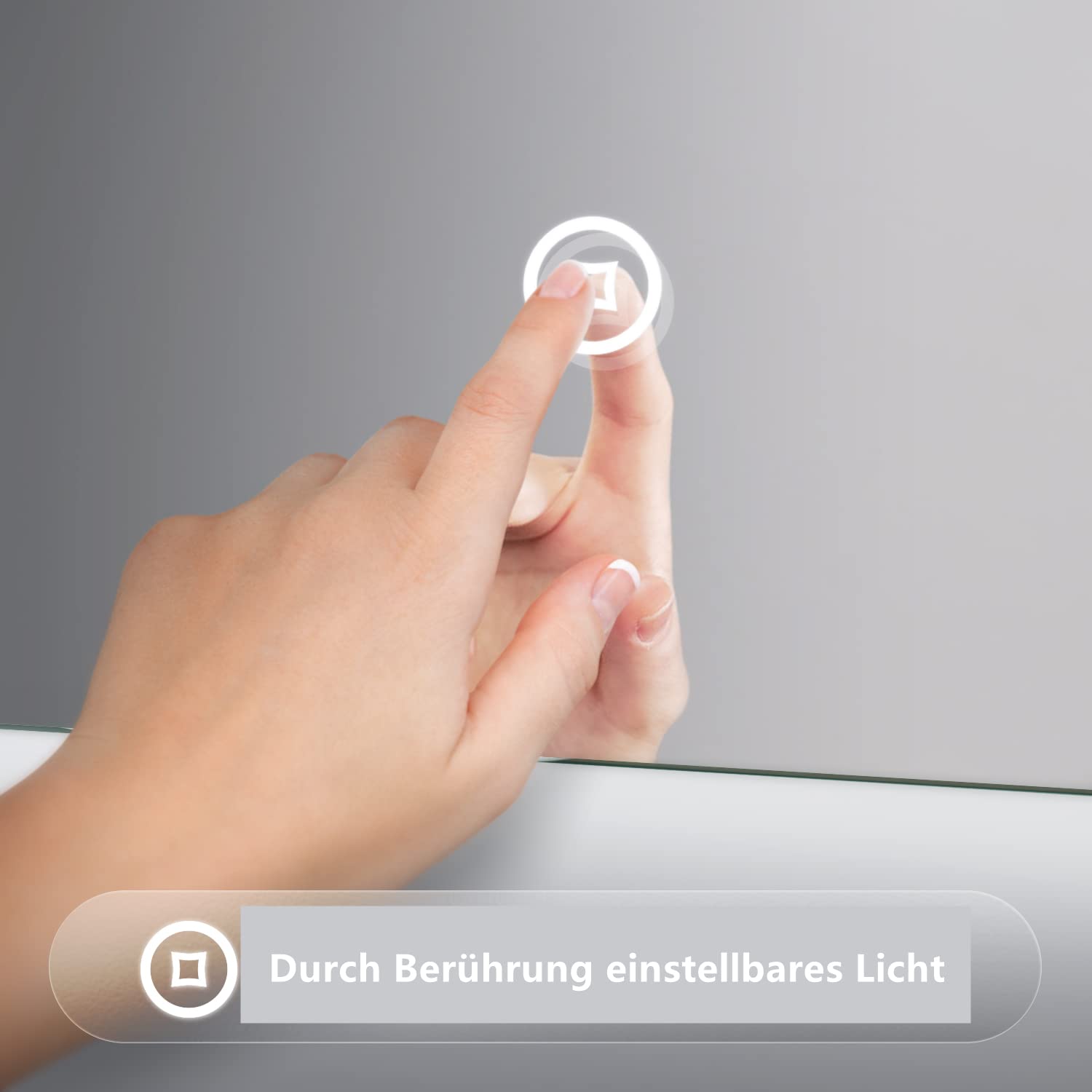 Badspiegel Beleuchtung 40x60cm 3 Lichtfarbe Wandspiegel WandSchalter Touch-Schalter Badezimmerspiegel Rechteckiger LED Kaltweiß 6500K IP67 energiesparend horizontaler vertikaler Einbau A++