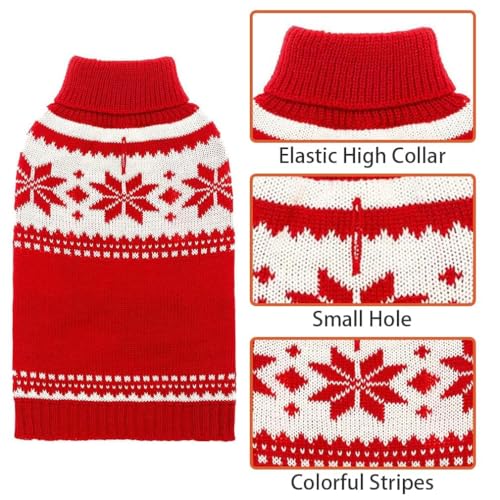 Image of Mihachi Dog Sweater - Winter Coat Apparel Clothes with Colorful Stripes for Cold Weather Medium
