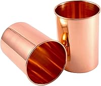 Vista 1 de Juego de 2 vasos de cobre puro hechos a mano con diseño de lujo, agua potable con vasos de cobre, vasos de cobre de alta calidad para el hogar