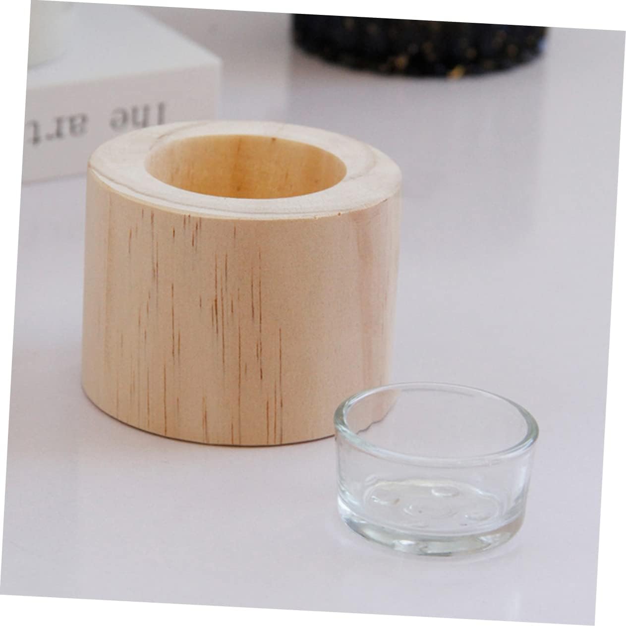 MAGICLULU 3-Piece Wooden Candle Holders Set for Home Decor Rustic European Style Decorative Candlestick Holders for Weddings and Parties