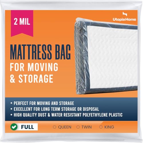 Full Mattress Bag for Moving, Storage & Disposal, 2 Mil Thick