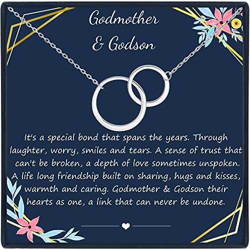Alebee Godmother Godson Necklace Gifts Godmother Proposal 925 Sterling Silver Interlocking Infinity Double Circles Godmother Necklace Jewelry Godmother Mother's Day Gift Birthday Gift #TOP4
