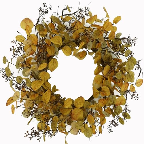 KORSMV 20' Fall Wreaths Autumn Eucalyptus Wreaths for Front Door Indoor Outdoor Wall Porch Farmhouse...
