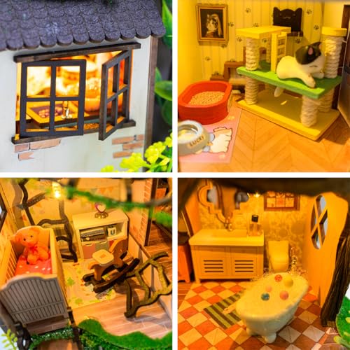 Mini maison de poupée en bois 1:24 avec éclairage LED intégrable - 6