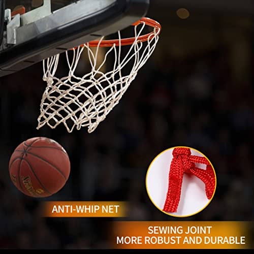 Pacearm Basketball Net Replacement Heavy Duty Net - All Weather, Anti Whip - Fits Indoor & Outdoor Rims - 12 Loops (Heavy Duty Red & White) #TOP4