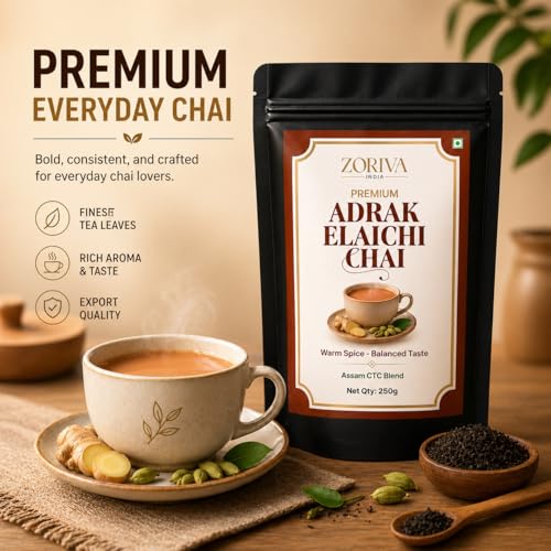Image of ZORIVA अदरक इलायची चाय 1 KG (250g x 4) | Premium Assam CTC Tea | Strong Kadak Taste