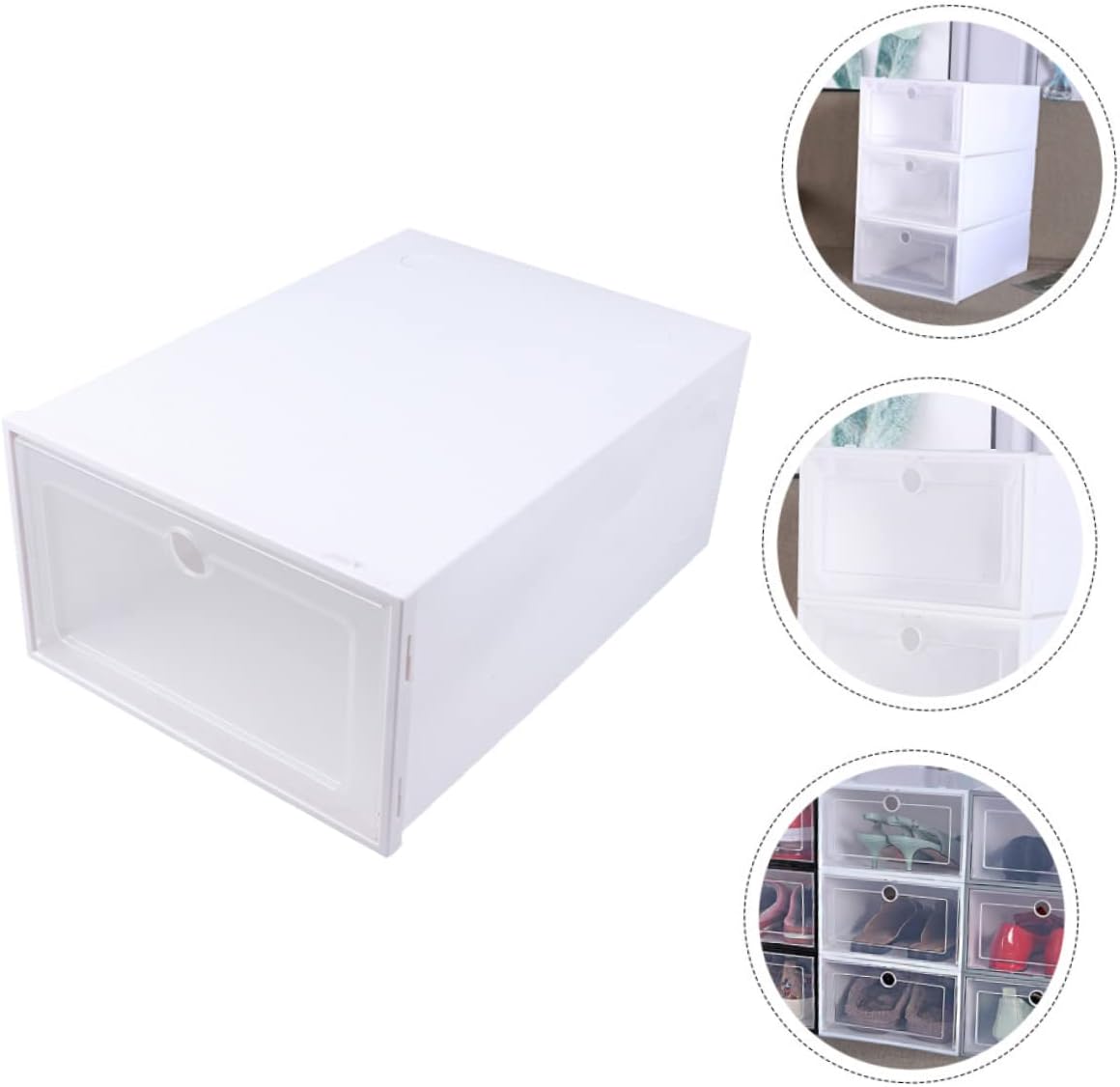 VICASKY 6pcs Transparent Stackable Shoes Organizer Boxes with Breathable Space Saving Plastic Shoe Storage Containers for Closet Entryway and Cabinet