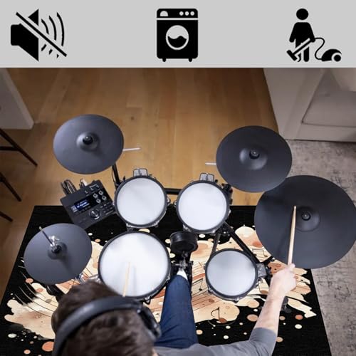 Dźwiękoszczelny dywanik bębnowy, akustyczny dywan profesjonalny jazz, dywan bębnowy dywan na bębny i perkusję antypoślizgowy do bębna bębna akustycznego bębna bębna 140 x 120 cm