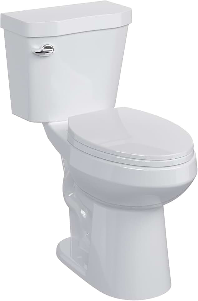 Banheiros de duas peças para banheiro, vaso sanitário alongado com altura ADA confortável 48 cm, assento macio e fechado, lado único de descarga potente - alavanca de pressão