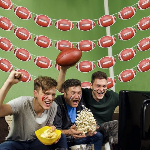 Image of 4-Strand Football Banner - Brown Football Garland for Sports Birthday, Game Day Party, Baby Shower, and Tailgate Theme Decor