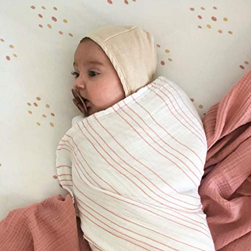 Ely's & Co. Cotton Muslin Swaddle Blanket 2-Pack For Baby Girl — 100% Cotton Muslin Extra-Large Swaddle Blankets (47” X 47”) Dusty Rose Stripes | Rainbows #TOP4