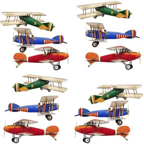 Primary Biplane Airplane Wall Sticker Decals Set