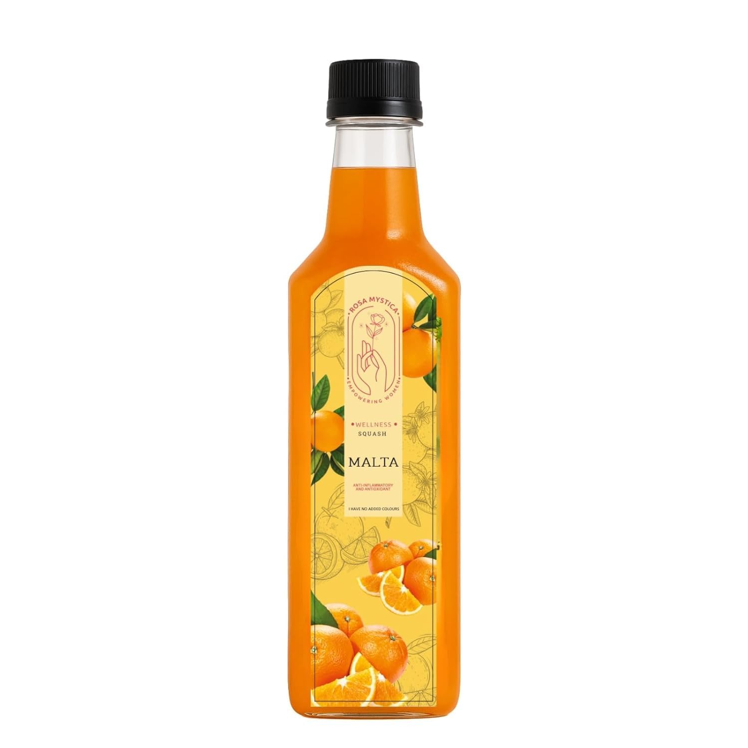 Rosa Mystica Malta Orange Squash 500 ml - Natural Fruit Drink Concentrate, No Artificial Colors, Refreshing & Healthy Juice, Beverage, Serves 25-30 Glasses-image-1