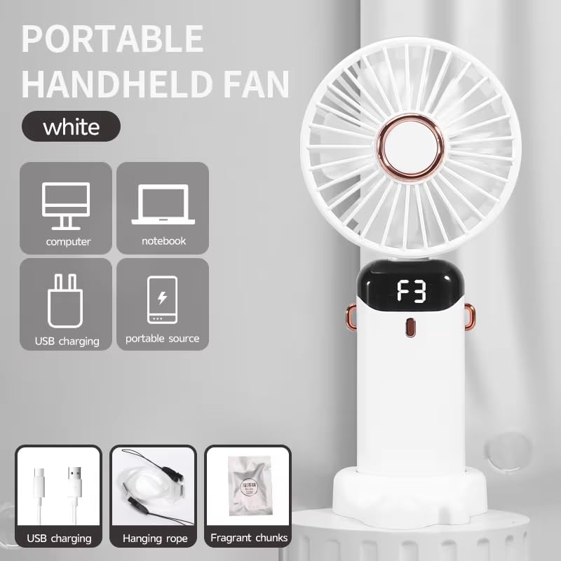 Image of Hand Fan Rechargeable, Handheld fan for Makeup, Electric Fan Portable, Mini Fan for Makeup for Women, Small Fan for ace, Travel, Battery, usb charging, High Speed