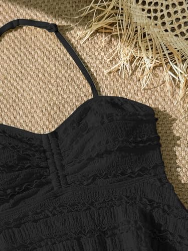 Image of SHENHE Girl's 2 Piece Halter High Waisted Tankini Ruffle Swimsuit Bathing Suit Bikini Sets