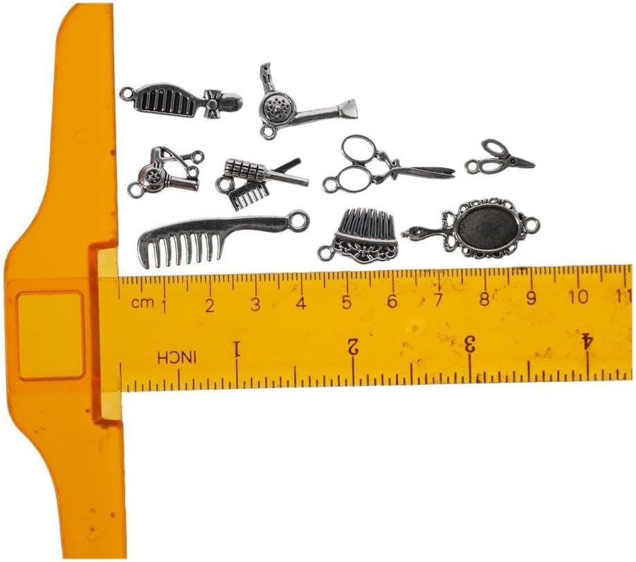 60Pcs Mixed Styles Hairdresser Charms, Sliver Alloy Barber Shop Tool Charms for Jewelry Making - Image 7