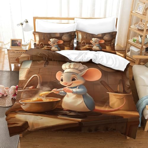Housse de couette 3D premium effet microfibre résistante : parure de lit grand confort 220x240 - 3