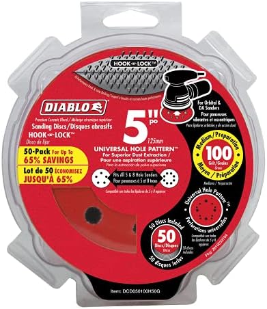 Diablo Hook & Lock Sanding Discs 220 Grit - 10 Pack Ceramic Blend For Wood, Metal, Plastics