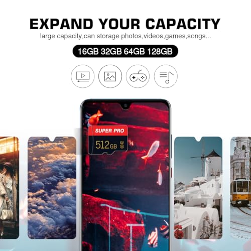 512GB Micro-SD-Karte Klasse 10 Hochgeschwindigkeits-Speicherkarte Class 10 Micro SD Memory Cards with Adapter for Camera, Phone,Computer,Tachograph,Tablet,Drone