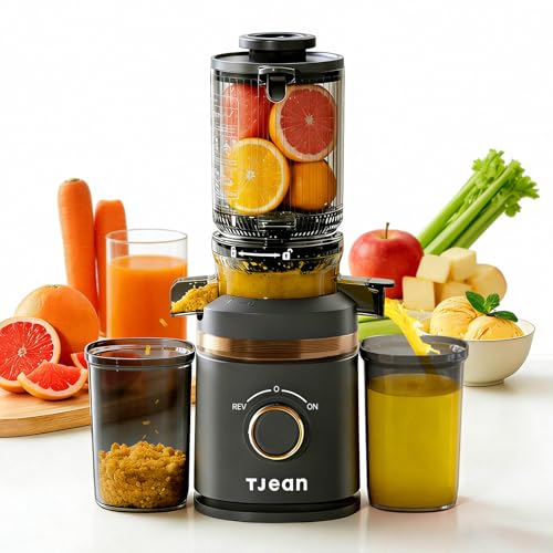 Entsafter - TJEAN SunVita S1 Slow Juicer Kaltpress 150W, 40-60 U/min, 110mm (4,3) Einfüllöffnung, 1,2L Behälter, Leicht zu Reinigen ohne Sieb