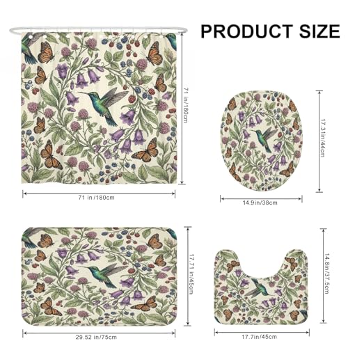 Rideau de douche colibri en tissu imperméable durable de qualité supérieure - 3