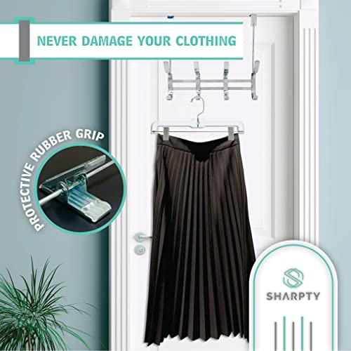 Sharpty Pant Hangers, Skirt Hangers For Everyday Use, Pant Hanger With Adjustable Metal Clips, Skirt & Pant Hangers Good For Jeans, Underwear, Socks, Etc. (10, Clear) #TOP2