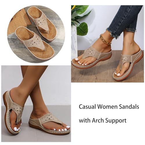 2024 Soft Bottom Massage Orthopedic Flip Flops Comfort Orthotic Wedge Sandals Casual Women Sandals with Arch Support3