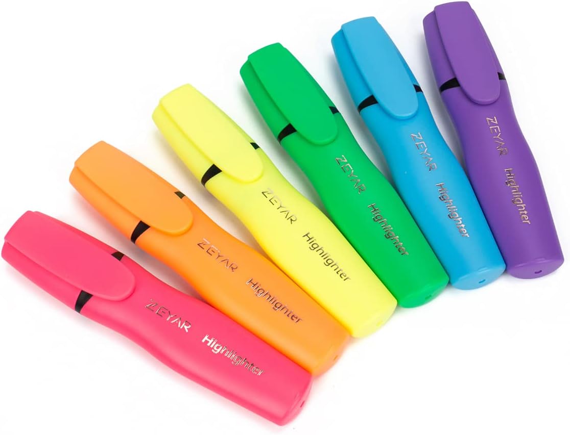 ZEYAR Cute Highlighter, Chisel Tip Marker Pen, Assorted