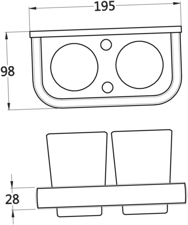 Garneck Toothbrush Cup Holder Wall Mounted Organizer Black for Bathroom Rack Fixtures