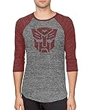 Transformers Autobots Logo Adult Arctic Gray and Rustic Red Baseball Raglan T-shirt (Adult X-Large)