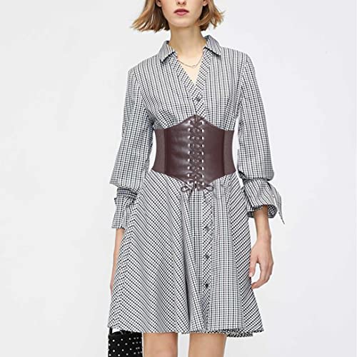 Gleamart Lace-up Corset Belt Elastic Leather Waspie Waist Belt for Women2