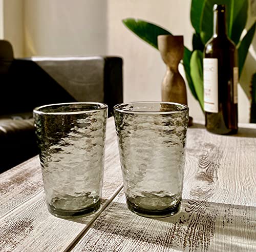 Klifa- Ripple- 16 Ounce, Set Of 6, Acrylic Tumbler Drinking Glasses Cups, Bpa-Free, Stackable Plastic Drinkware, Dishwasher Safe, Gray-Black #TOP4