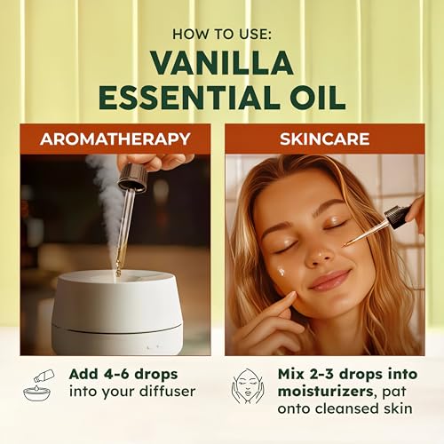 Image of Esslux Vanilla Essential Oil for Diffuser - Relax and Stay Sweet with Vanilla Oil for Skin - 100 Pure Natural Therapeutic Grade Vanilla Essential Oil for Aromatherapy and Topical - 120 ML