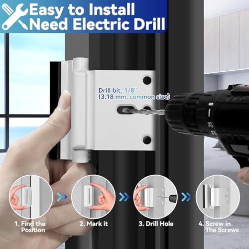 Door Reinforcement Lock Withstands 800lbs of Force - Extra Door Lock for Kids Safety with 8 Screws Prevents Unauthorized Entry,Add a Door Security Lock for Home Safety & Privacy (White, 1 Pack) by AceMining - Image 3