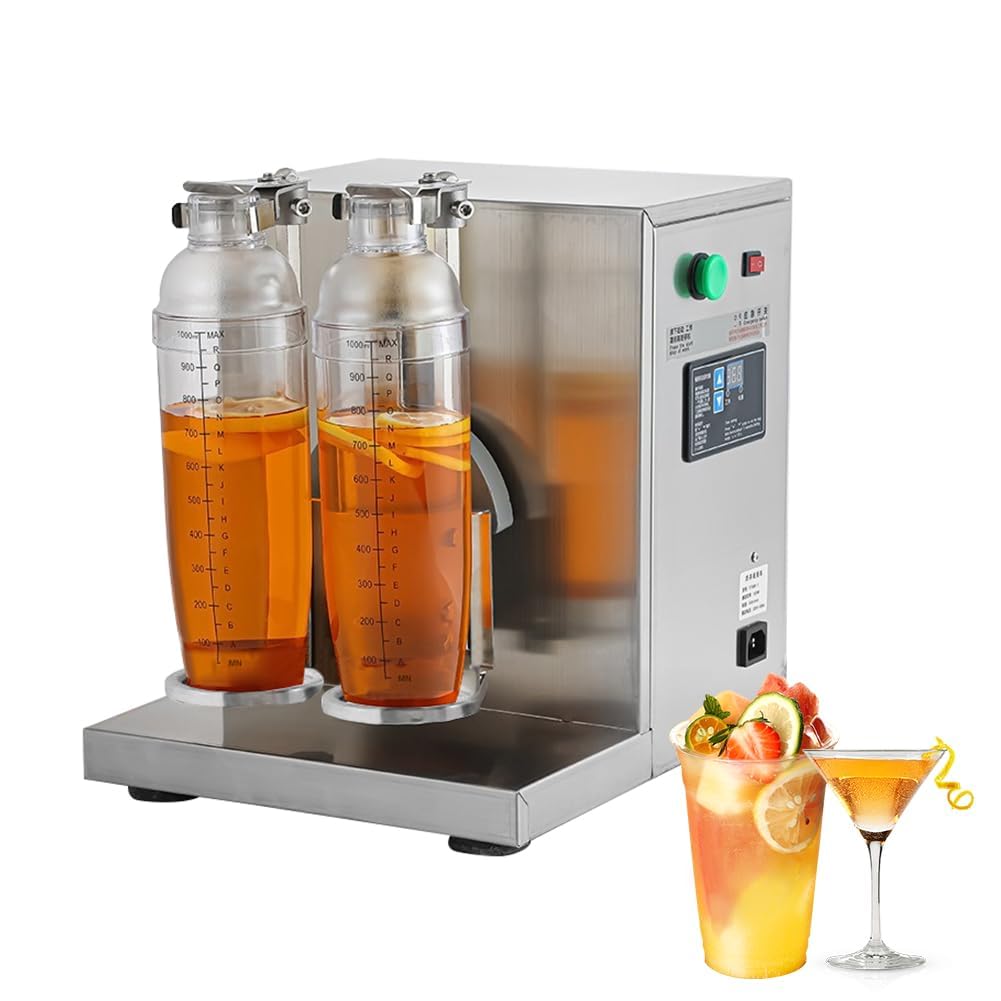 CJYSHOP Milk Tea Shaking Machine,Electric Double Frame Drink Shaker 360° Stainless Steel Commercial Blenders 350ml-1000ml Drink Mixer for Bubble Tea, Boba Tea, Juice, Coffee, Milk