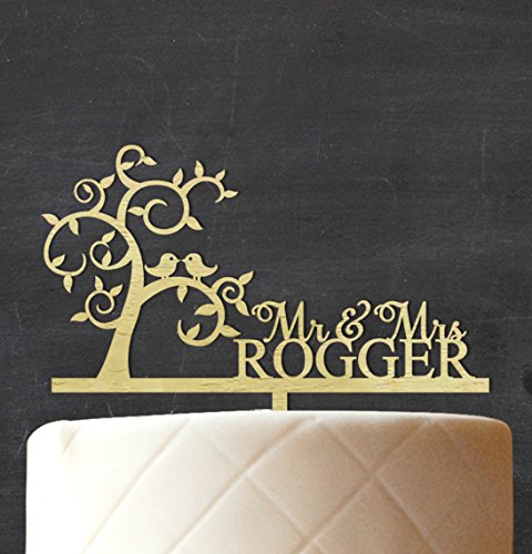 Mr And Mrs Cake Topper Wood Cherry Blossom Tree Rustic Wedding Cake Topper Cake Decoration 7"-8" Inches Wide #TOP1