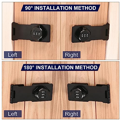 Image of PATIKIL Cabinet Combination Lock, Double Holes Cabinet Password Hasp Locks Galvanized Alloy with 3 Digit Password for Drawer and Cabinet, Black
