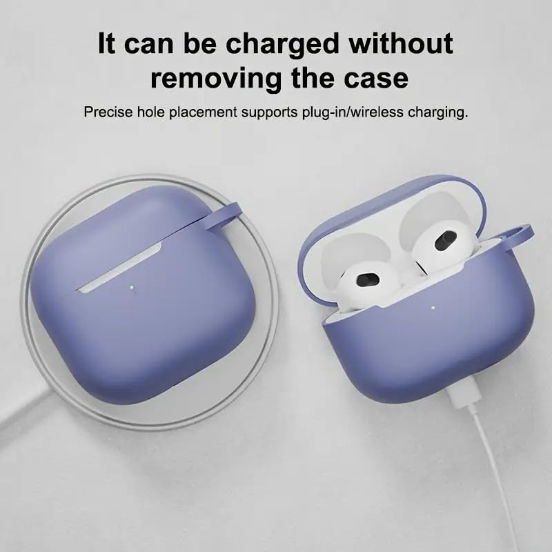 Image of Airpods 4 Cover Silicone Case (2024) Active Noise Cancellation (ANC) with Keychain Protective Case (Purple)
