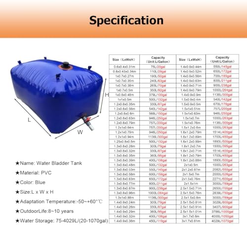 Réservoir d'eau douce pliable de 240L avec valve étanche