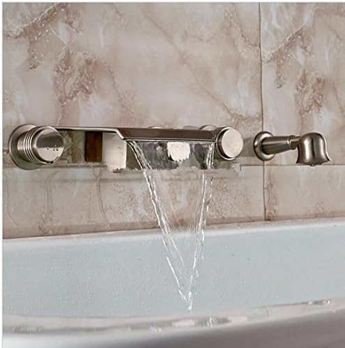 GOWE Luxury Waterfall Spout Wall Mounted Bathtub Tub Faucet with Pull ...
