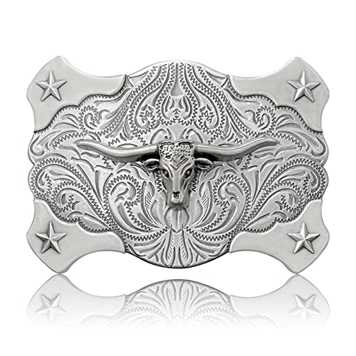 Btilasif Longhorn Bull Belt Buckle Native American Western Cowboy Texas Rodeo Belt Buckle For Men Women Silver #TOP10