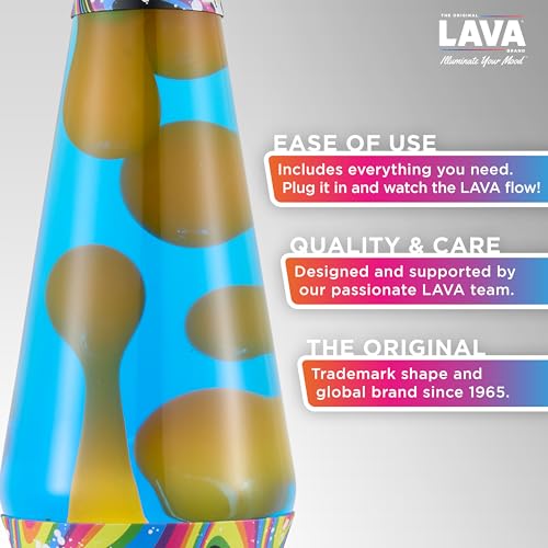 Image of Lava The Original Lamp - 14.5 inch Splattered Distortion - Classic Liquid Motion Lamp - Orange Wax and Blue Liquid - Item #2427 (Amazon Exclusive)