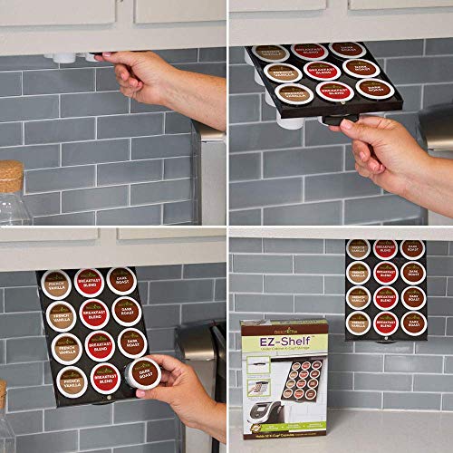 Perfect Pod Ez-Shelf Under Shelf Storage For K Cups, Coffee Holder Compatible With Keurig K Cup Coffee Pods, Space-Saving Under Counter Cabinet Coffee Pod Holder #TOP4