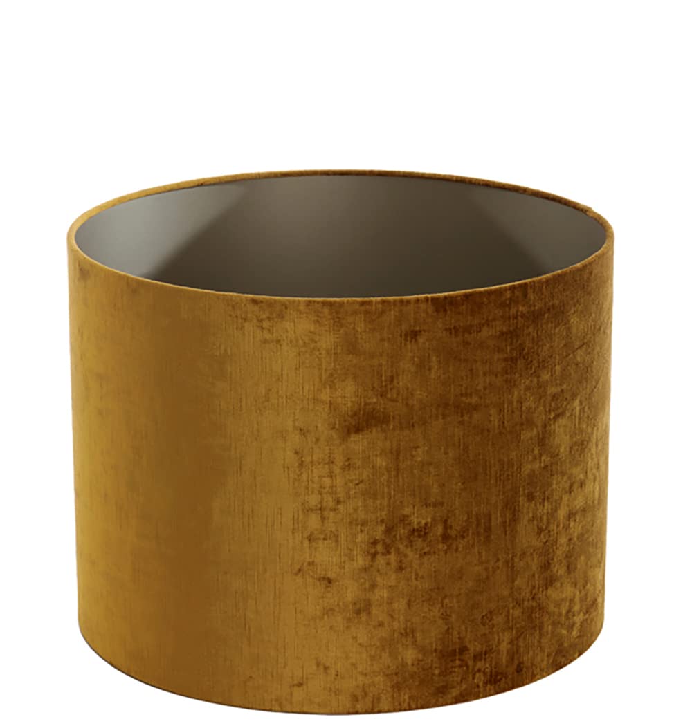 Lampenschirm Zylinder in Velours Gold für Tischleuchte Standlampe Hängelampe 35-35-30