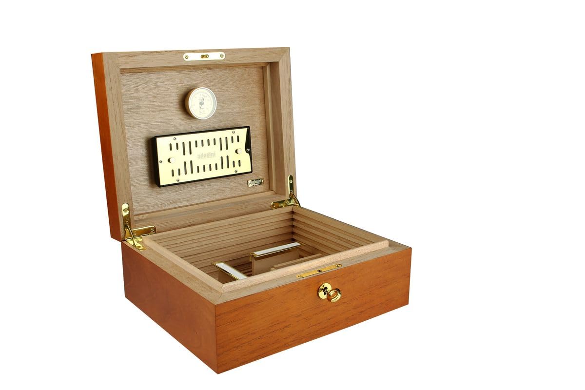adorini Humidor Cedro - Deluxe | bordée de placage de Bois de cèdre pour Les Conditions de Stockage et de Maturation idéale des cigares, jusqu'à 75 cigares - Brun Clair -